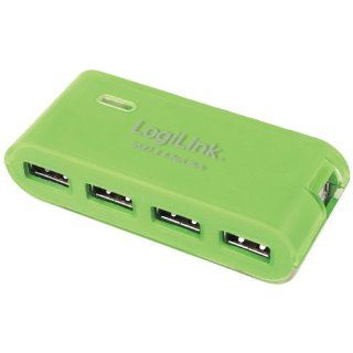 LogiLink 4 Port Hub USB 2.0 mit Netzteil, grün Computer