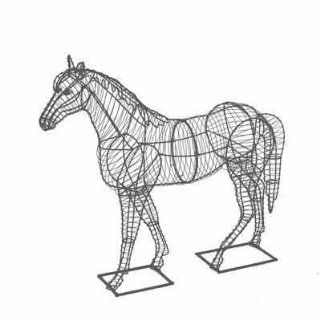 Garten Figur Pferd Drahtgestell schwarz 124cm hoch Garten