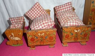 Antikes Puppenmöbel Schlafzimmer Massivholz Puppenstube Puppe Möbel