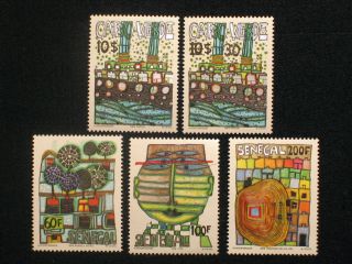 Briefmarken Senegal Nr. 705 708 und Kap Verde Nr. 496 + III **