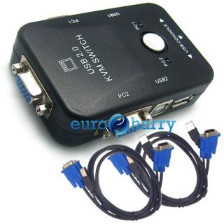 KVM Switch Adapter 2 Port kompakter KVM Switch mit 2 KVM Kabel