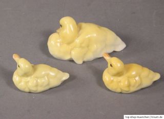 3x Hutschenreuther Porzellanfigur Porzellan Figur Entenfamilie Ente
