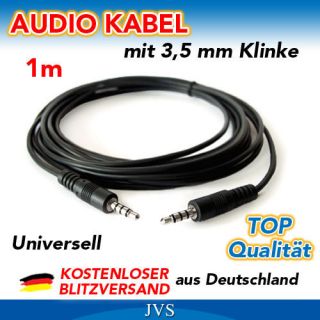 Audio Kabel 3,5 mm Klinke NEU Schwarz 1m Klinkenkabel AUX Stereo iPod