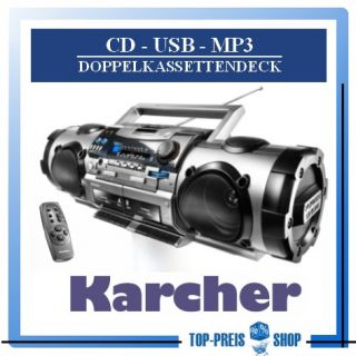 Radiorecorder mit CD, MP3, USB und Kassettendeck Karcher Ghettoblaster