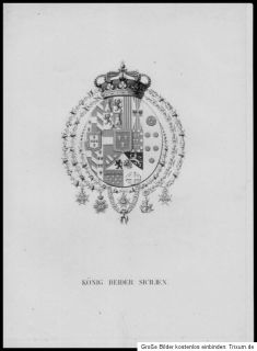 1854 Wappen Sizilien Sicilia Stahlstich Wappen König beider Sicilien