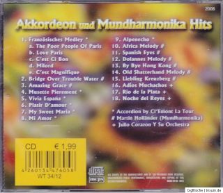CD   AKKORDEON UND MUNDHARMONIKA HITS (NEU)