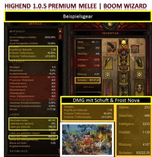 Diablo 3 Highend Premium Wizard Zauberer Melee Item Set Gear  Equip