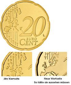 BRD Euro FEHLPRÄGUNG   20 Cent 2007 F   alte Wertseite