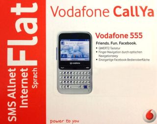 Vodafone 555 Silber Weiss Prepaid CallYa Facebook Handy NEU QWERTZ