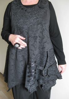 Stylische Tunika schwarz XXL 48 50 52 Patchwork Design Lagenlook Kleid