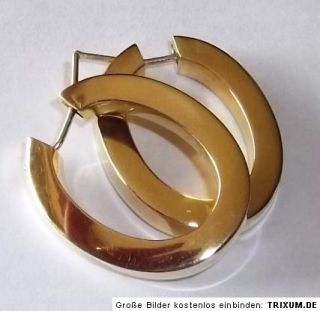 große ovale Creolen Ohrringe vierkant Profil 585 Gold 7,7 Gramm