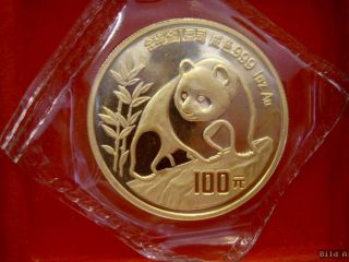 100 Yuan 1 oz Gold Panda 1990 in Originalfolie  Selten 