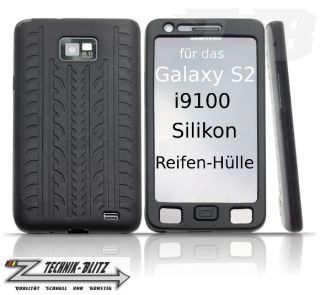 Silikon Schutz Hülle Reifen Schwarz für Samsung Galaxy S2 i9100 Case