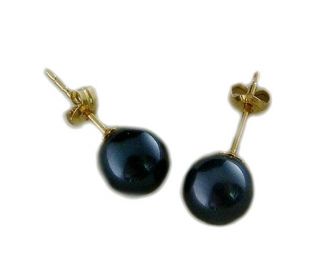 Schwarze Perlen Ohrringe 585 Gold Zuchtperlen PERLEN OHRSTECKER AAA