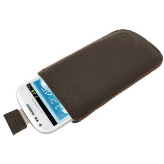 Braun Leder Beutel für Samsung Galaxy S3 III Mini I8190 Tasche Hülle