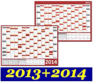 2013 + 2014 rot (zwei Kalender) DIN A1 Format (841 x 594 mm)