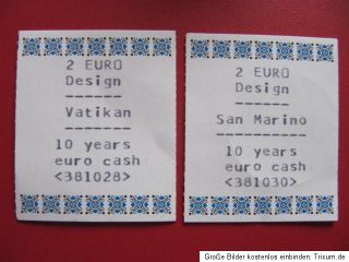 Euro Farb Kursmünzen 2 Euro Vatikan + San Marino 10 Jahre Bargeld in