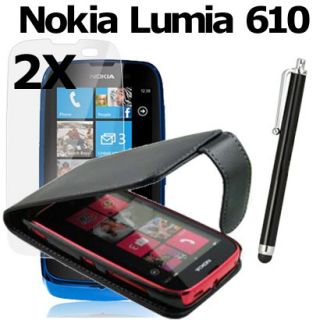 Leder Tasche Cover Schutzhülle Stylus Für Nokia Lumia 610