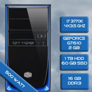 Gamer PC Computer Intel i7 3770k 4x3 5 60GB SSD 1TB HDD 16GB GeForce