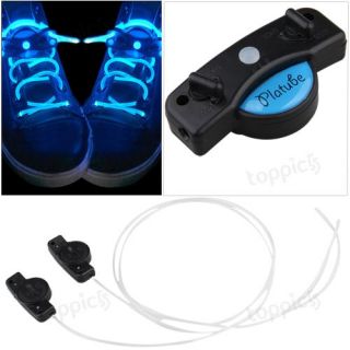 Paar Blau LED Schnürsenkel Schuhbänder Kordelsenkel Neu