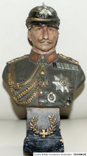 Rarität feinste Zierkeramik Büste Käiser Wilhelm II Prunkuniform