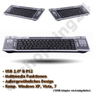 MULTIMEDIA Design TASTATUR für PC Notebook Netbook Keyboard USB PS2