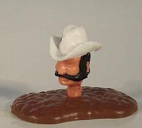 Timpo Toys 3 Vers. Cowboy Kopf m. hohem Hut in weiß Haar schwarz