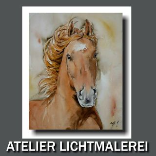 KUNST BILD GEMÄLDE Pferd horse AQUARELL ORIGINAL warmblut