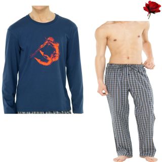Schiesser Herren Schlafanzug Pyjama 48 54 S XL Uncover Winter 2012/13