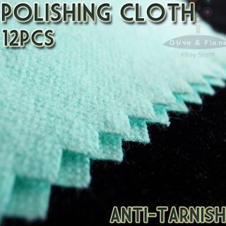 12 × Silver Polishing Cloth Polish Cleaner Anti Tarnish