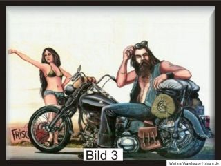 Wanduhr Uhr Harley Motiv 30 x 40 cm auf Leinwand Dave Mann