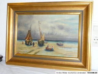 Altes Ölgemälde Gemälde Schiff Segelschiff E.BERG signiert Bild