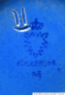 kleine Vase Krug Keramik blau Bodenmarke mit Krone 16 cm hoch
