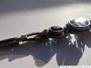 Silber Armband, Anhänger, Brosche mit blauen Steinen alt (912)