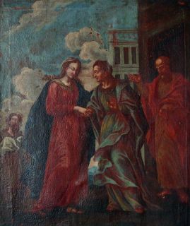 Maria besucht Elisabeth – Italien um 1700/1730 Öl/Lw. Oldmaster