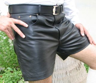 Herren Leder Shorts kurze Lederhose aus Lammnappa schwarz NEU von Gr