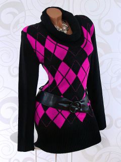 Langer Pullover mit Rollkragen im aktuellen Design mit gratis Gürtel