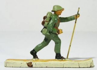 Alte Elastolin Figur Skifahrer Soldat Germany 1930 (694N)
