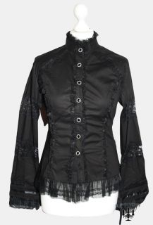 Victorian Bluse Rüschenbluse mit Jabot von RQ BL in schwarz mit