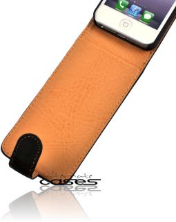 Nubuk Leder Flip Case für iPhone 5 Vertikaltasche Handytasche Cover