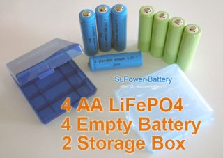14500 3.2V LiFePO4 AA type size Rechargeabe Battery + 4 empty