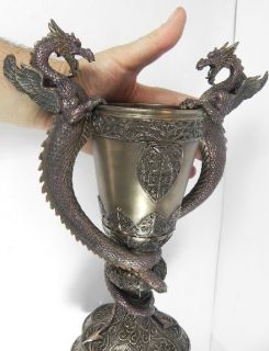 DRACHENPOKAL Drache,bronziert,30 cm,Veronese Koll.,NEU