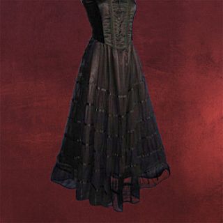 Schwarze Mode Gothic Kleidung Tüll Rock lang, schwarz