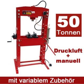 Dema 50 Tonnen Werkstatt Presse manuell / pneumatisch mit variablem