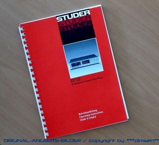 STUDER ReVoX D732 Orig Betriebsanleitung Manual Anleitung Professional