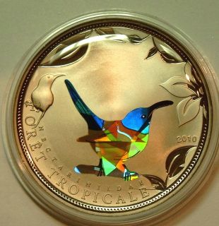 Togo 100 Francs 2010 Nektar Vogel Tropical Wildlife Prisma Hologramm