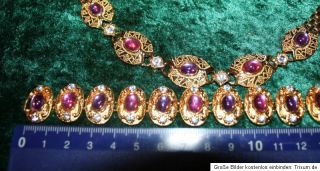 Edles Schmuckset Collier und Armband goldfarben mit Steinen in lila