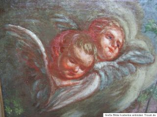 Antik Ölgemälde Malerei Bild 19.Jhrd.Engel Putto