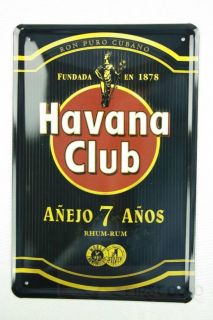Blechschild Havana Club 7 Jahre Schwarz Rum Cuba Deco Metallschild