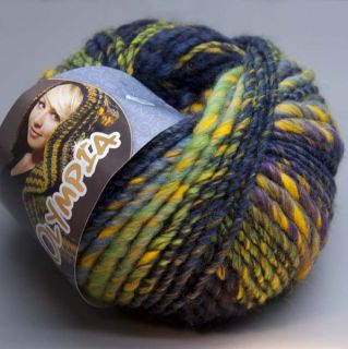 Lana Grossa Olympia 002 blau grün gelb 100g Wolle